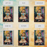 Halloween Ghost Eating Cake, Framed Canvas Print, Wall Art, Spooky Decor, Halloween Decoration, Living Room Art, Unique Gift