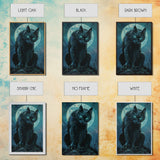 Black Cat with Piercing Eyes Against Full Moon | Halloween Wall Art | Spooky Home Decor | Creepy Black Cat Painting | Framed Canvas Print