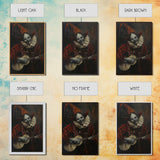 Creepy Clown Playing Guitar, Framed Canvas Print, Spooky Circus Art, Halloween Wall Decor, Horror Clown Illustration, Creepy Home Decor