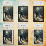 Ghostly Figures in Forest, Halloween Art Print, Spooky Home Decor, Framed Canvas Print, Creepy Art, Halloween Wall Decor, Seasonal Wall Art