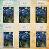 Starry Night Cemetery Framed Canvas Print, Halloween Wall Art, Gothic Art, Spooky Graveyard Decor, Van Gogh Style, Halloween Wall Decor