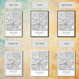 Fort Worth Street Map, Texas Map, City Map Art, Minimalist Art, Wall Art, Canvas Print, Travel Wall Art, Gifts For Women, Man Cave Décor