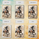 Running Horse in Motion - Framed Canvas Print, Lively Living Room Art, Vibrant Bedroom Decor, Equestrian Art, Wall Art
