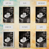Cowboy Hat on a Wooden Fence Post in Rustic Black and White Photography for Western Home Decor, Canvas Prints, Wall Art for Living Room