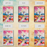 Cross on Vibrant Landscape - Framed Canvas Print, Colorful Western Art, Inspirational Wall Art for Living Room Decor