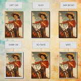 Classic Cowgirl with Red Outfit on Horse | Framed Canvas Print | Western Wall Art | Living Room Decor | Rustic Home Decor