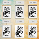 Dynamic Cowboy on Rearing Horse - Framed Canvas Print, Western Wall Art, Rustic Decor, Living Room and Bedroom Art Print