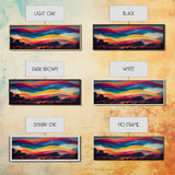 Beautiful Panoramic Sunset Watercolor, Extra Large Wall Art, Framed Panoramic Canvas Print, Framed Wall Art