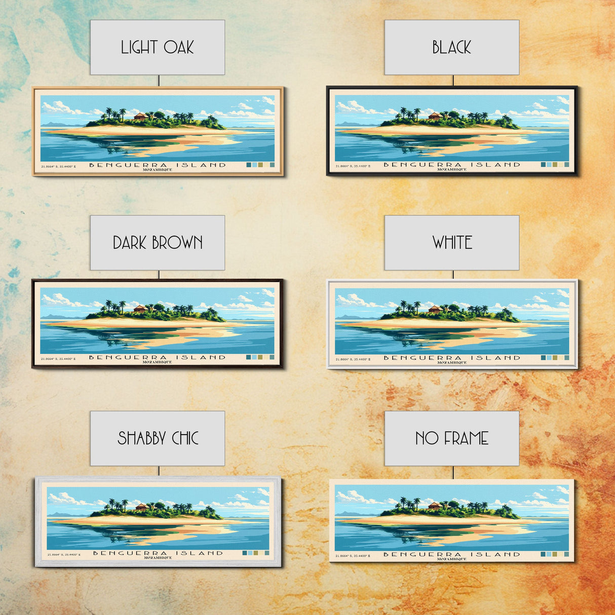 Benguerra Island, Mozambique Panoramic Print, Vacation Gift, Mozambique Wall Art, Beach Painting, Beach Decor, Large Wall Art, Wood Frame Art