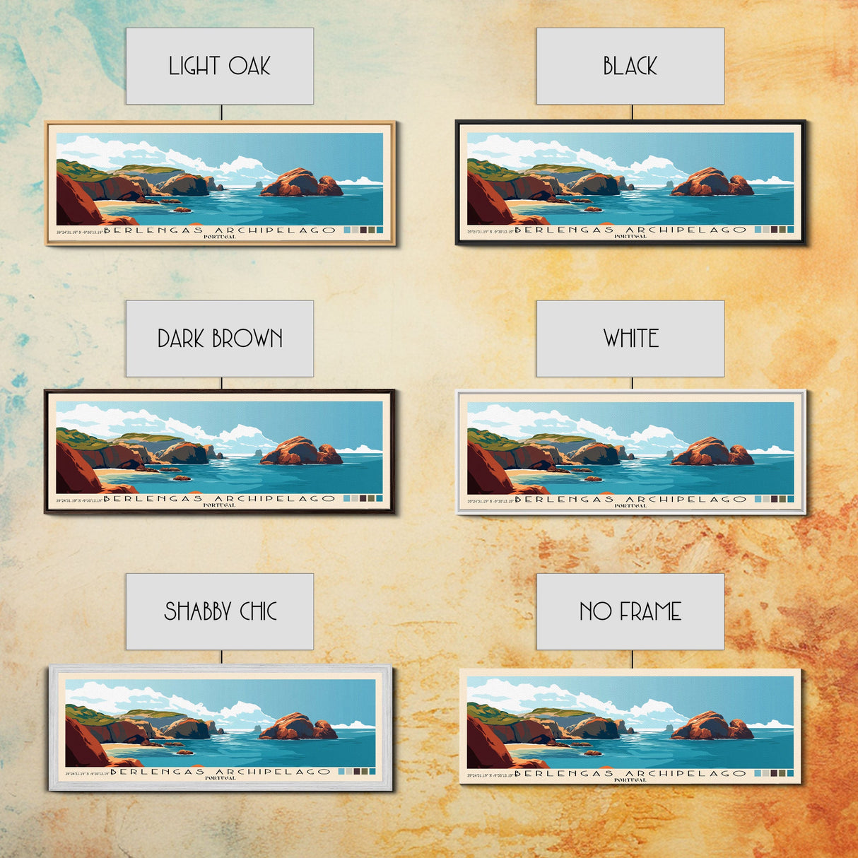 Berlengas Archipelago, Portugal Panoramic Print, Vacation Gift, Portugal Wall Art, Beach Painting, Beach Decor, Beach Or Lakehouse Art