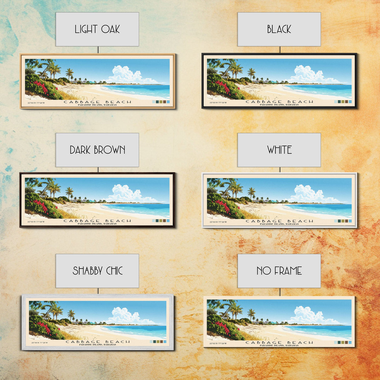 Cabbage Beach, Paradise Island, Bahamas Panoramic Print, Vacation Gift, Paradise Island, Bahamas Wall Art, Beach Painting, Beach Decor, Large Wall Art, Wood Frame Art