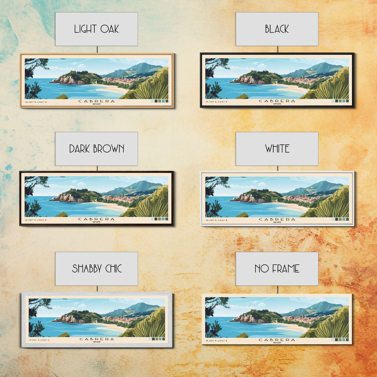 Cabrera, Spain Panoramic Beach Print, Vacation Gift, Spain Wall Art, Beach Painting, Beach Decor, Beach Painting