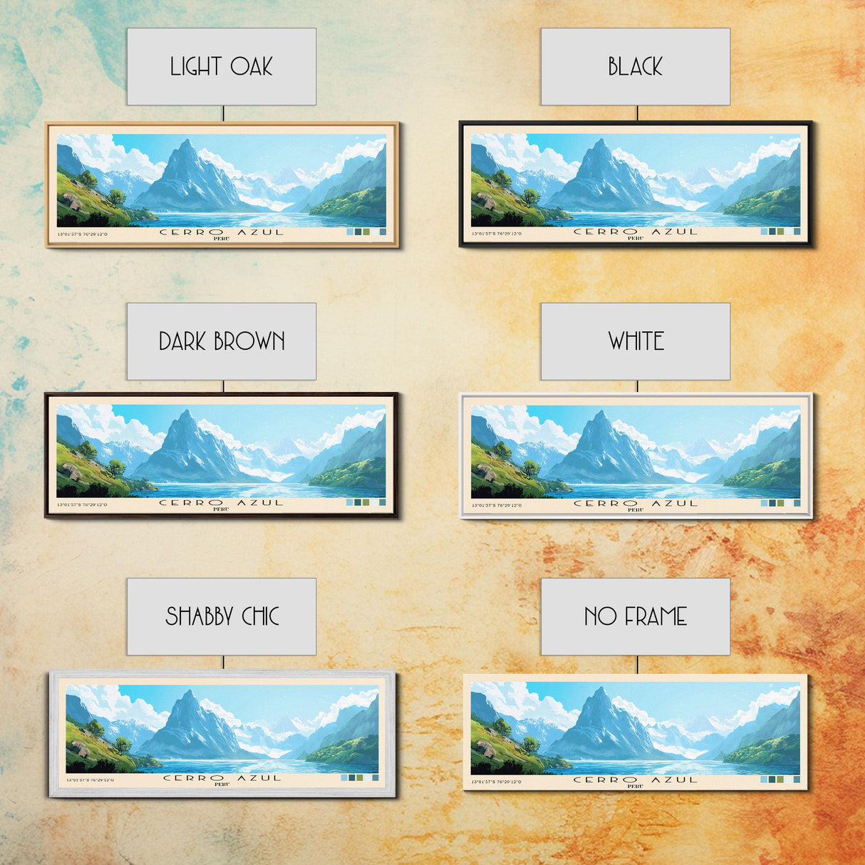 Cerro Azul, Peru Panoramic Print, Vacation Gift, Peru Wall Art, Beach Painting, Beach Decor, Large Wall Art, Wood Frame Art