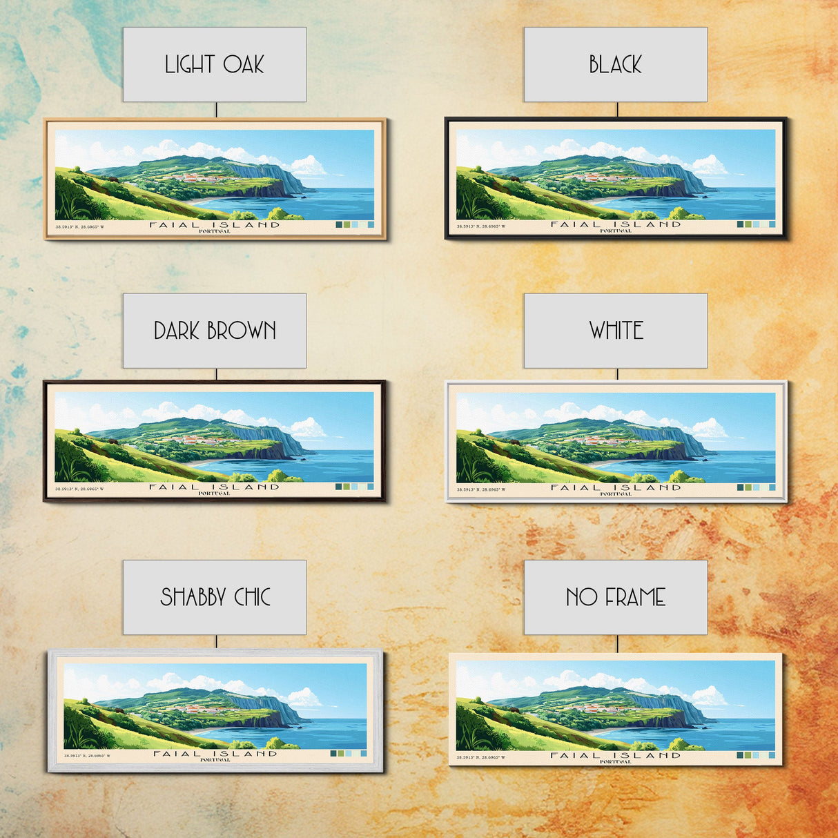 Faial Island, Portugal Panoramic Print, Vacation Gift, Portugal Wall Art, Beach Painting, Beach Decor, Large Wall Art, Wood Frame Art