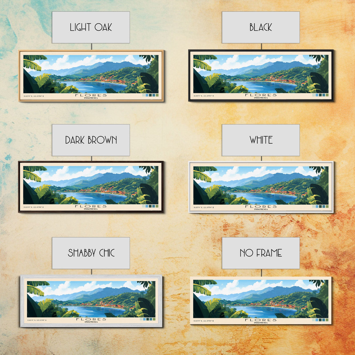 Flores, Indonesia Panoramic Beach Print, Vacation Gift, Indonesia Wall Art, Beach Painting, Beach Decor, Beach Painting