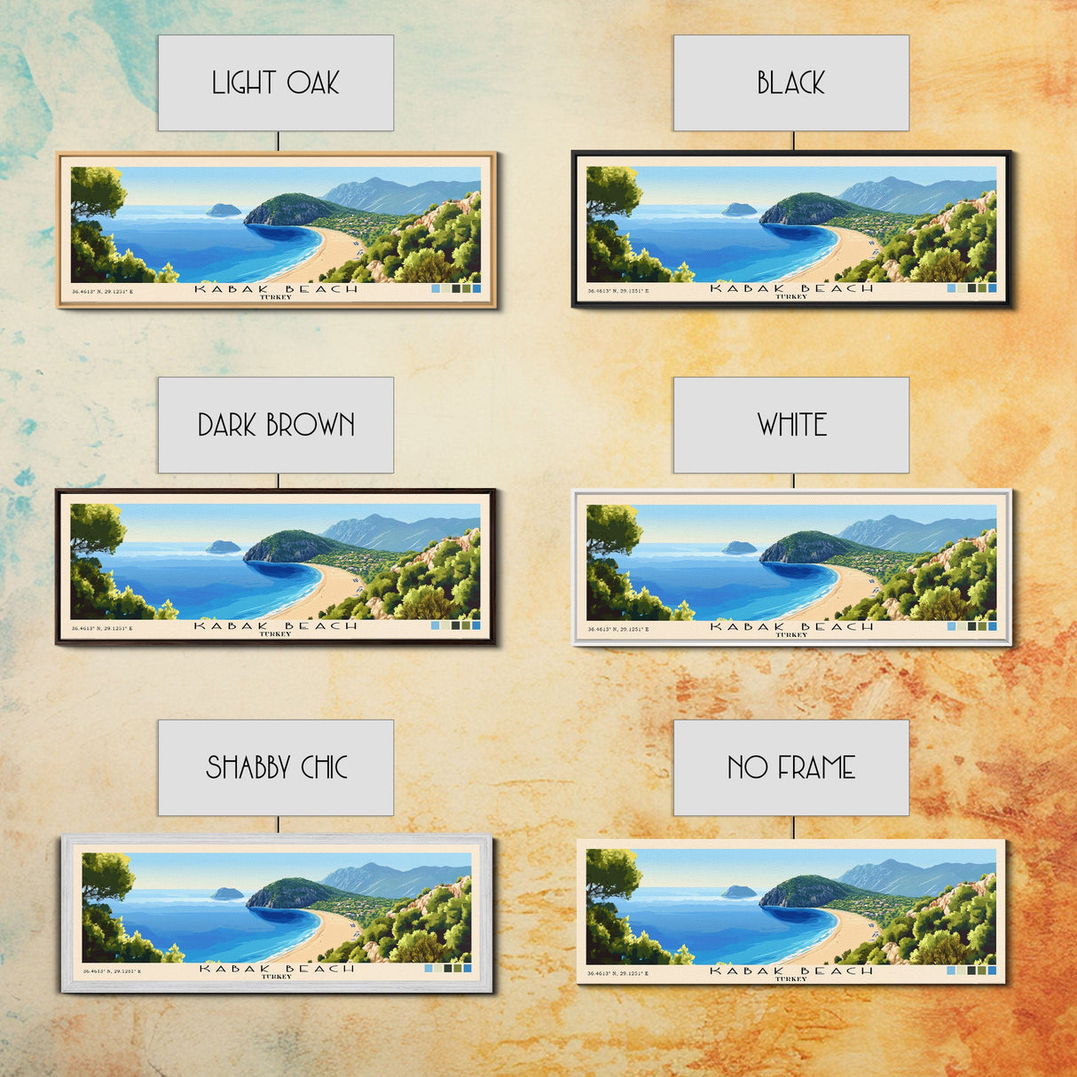 Kabak Beach, Turkey Panoramic Print, Vacation Gift, Turkey Wall Art, Beach Painting, Beach Decor, Beach Or Lakehouse Art