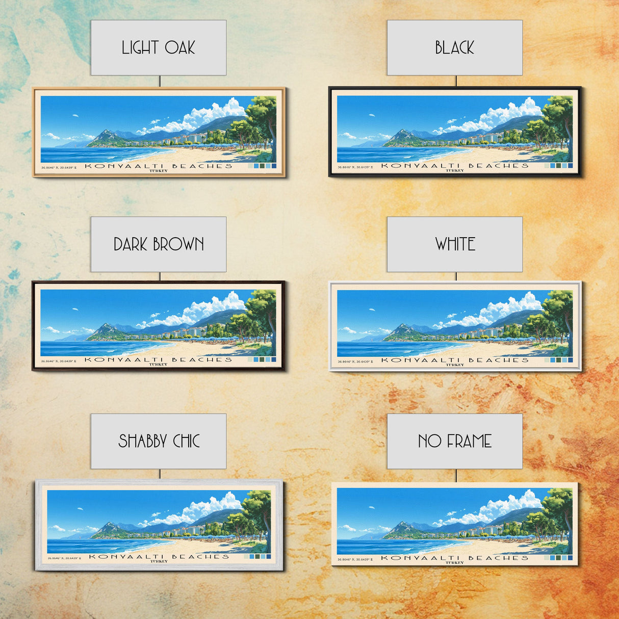 Konyaaltı Beaches, Turkey Panoramic Print, Vacation Gift, Turkey Wall Art, Beach Painting, Beach Decor, Beach Or Lakehouse Art