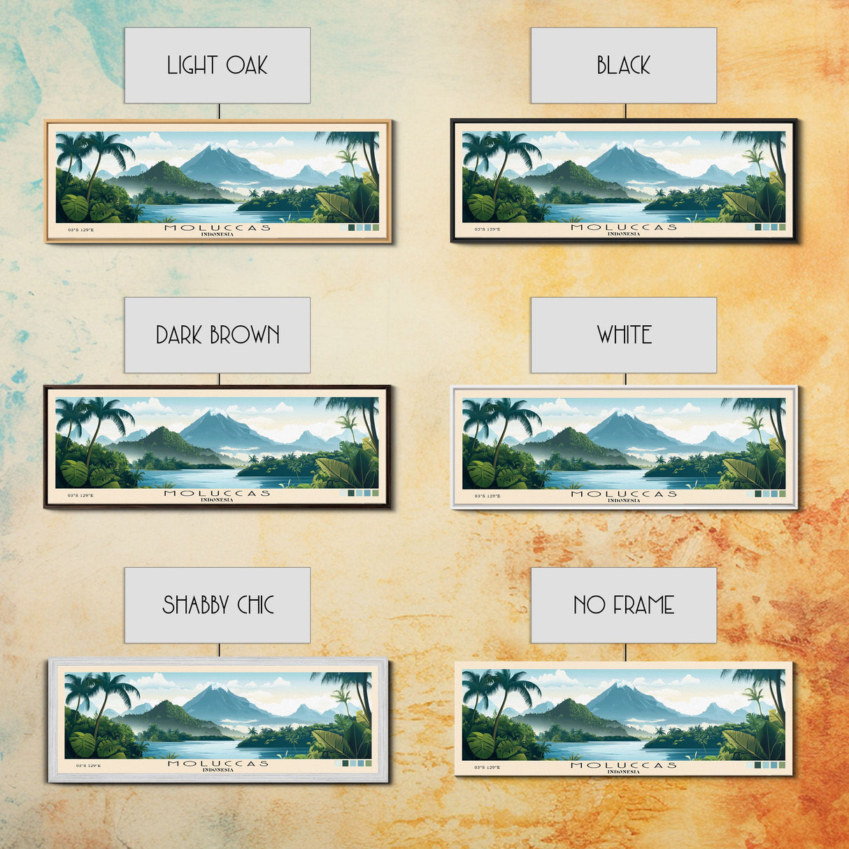 Moluccas, Indonesia Panoramic Beach Print, Vacation Gift, Indonesia Wall Art, Beach Painting, Beach Decor, Beach Painting