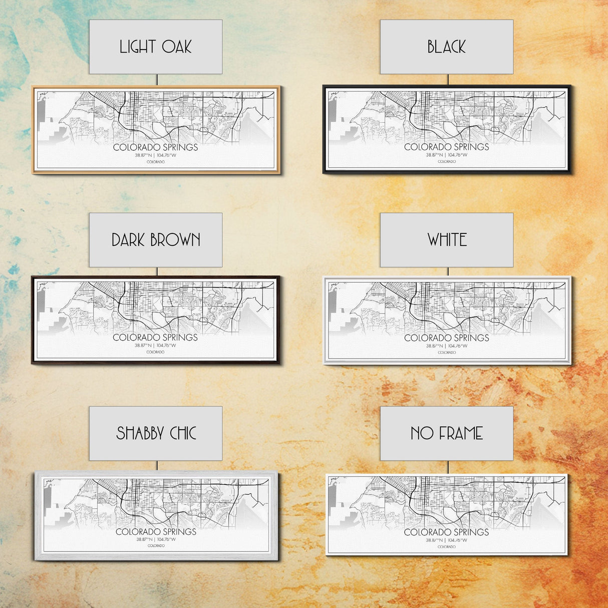 Panoramic Colorado Springs City Map, Colorado Art, Map Print, Minimalist Wall Art, Canvas Art, Housewarming Gift, Street Map, Closing Gift