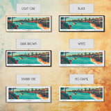 San Diego California Panoramic Painting Framed Canvas Print, Travel Poster, Mid Century Modern Art, Pop Art Style, Wall Decor, Living Room Art