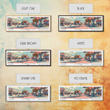 Carrollton Texas Panoramic Painting, Mid Century Modern Framed Canvas Print, Retro Pop Art Travel Poster, Office Wall Art, City Print