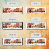 Elizabeth New Jersey Panoramic Wall Art, Mid Century Modern Framed Canvas Print, Retro Pop Art Travel Poster, City Home Decor, Office Art