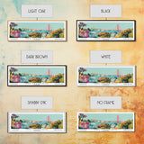 San Francisco California Panoramic Wall Art, Mid Century Modern Framed Canvas Print, Retro Pop Art Travel Poster, City Art, Office Wall Decor, Living Room Art