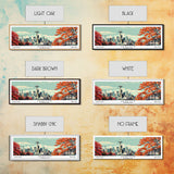 Seattle Washington Panoramic Painting, Mid Century Modern Framed Canvas Print, Retro Pop Art Travel Poster, Cityscape, Home Decor, Office Wall Art