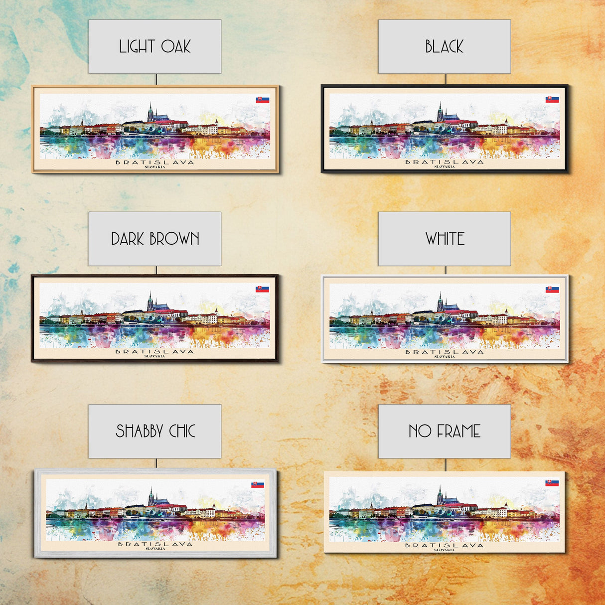 Bratislava Slovakia Wall Art, Panoramic Travel Poster, Panoramic Framed Canvas Print, City Wall Art, Wall Hanging Home Decor, Travel Art