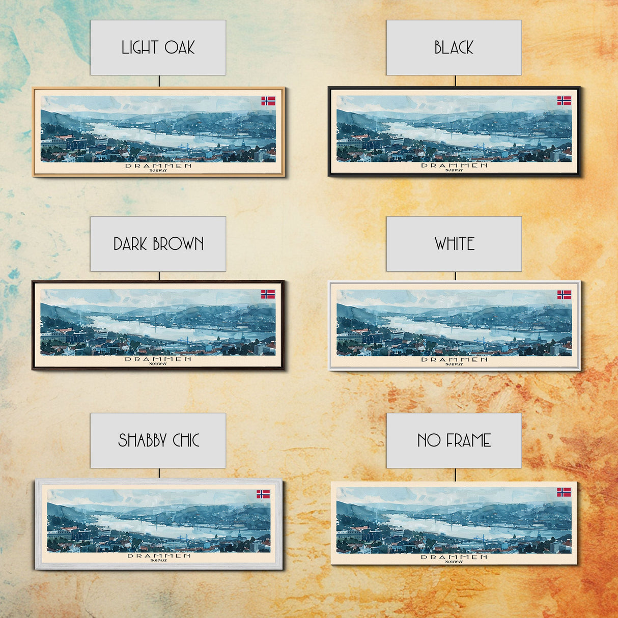 Drammen Norway Travel Print Wall Art, Panoramic City Art, Travel Art, Wall Decor, Vacation Gift, Framed Canvas Print Or Metal Art