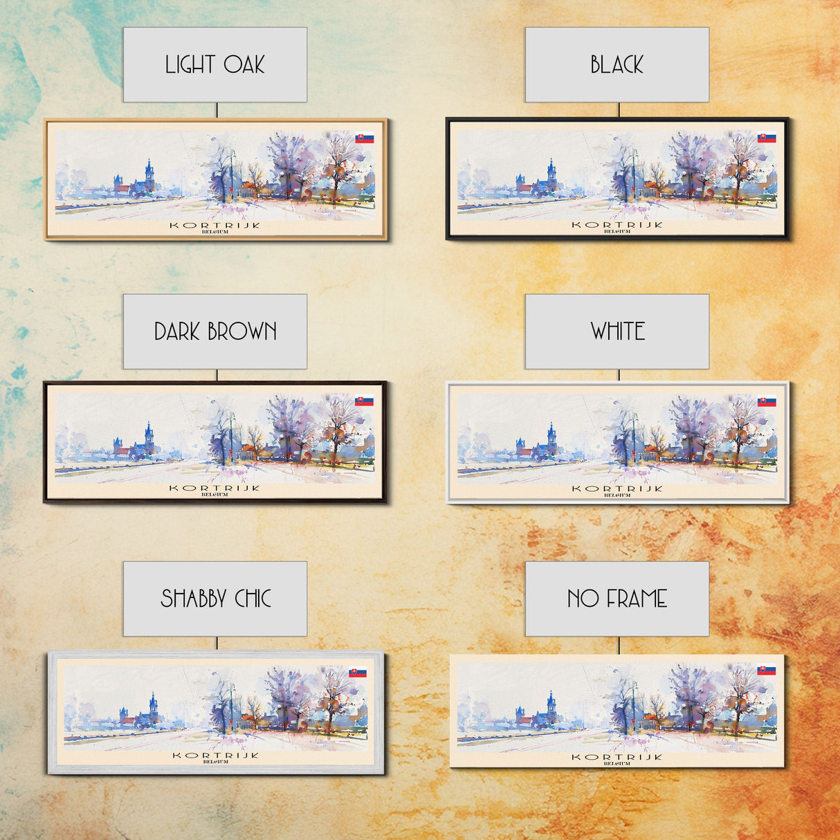 Kortrijk Belgium Travel Print Wall Art, Panoramic City Art, Travel Art, Wall Decor, Vacation Gift, Framed Canvas Print Or Metal Art