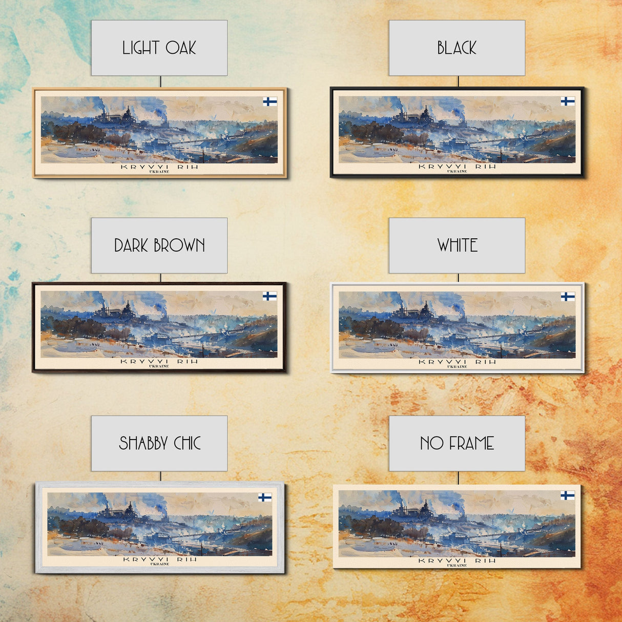 KryvyiRih Ukraine Panoramic Travel Poster, Framed Canvas Print or Metal Wall Art, Travel Art, Home Decor, Panoramic Painting, Midcentury Art