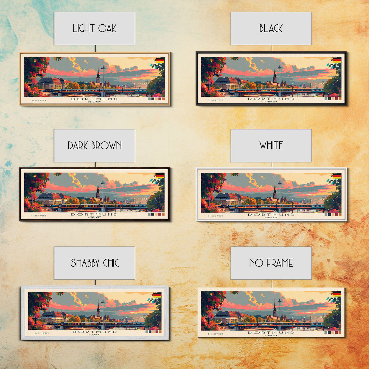 Dortmund Germany Wall Art, Panoramic Travel Poster, Panoramic Framed Canvas Print, City Wall Art, Wall Hanging Home Decor, Travel Art