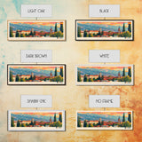 Granada Spain Panoramic Travel Poster, Framed Canvas Print or Metal Wall Art, Travel Art, Home Decor, Panoramic Painting, Midcentury Art