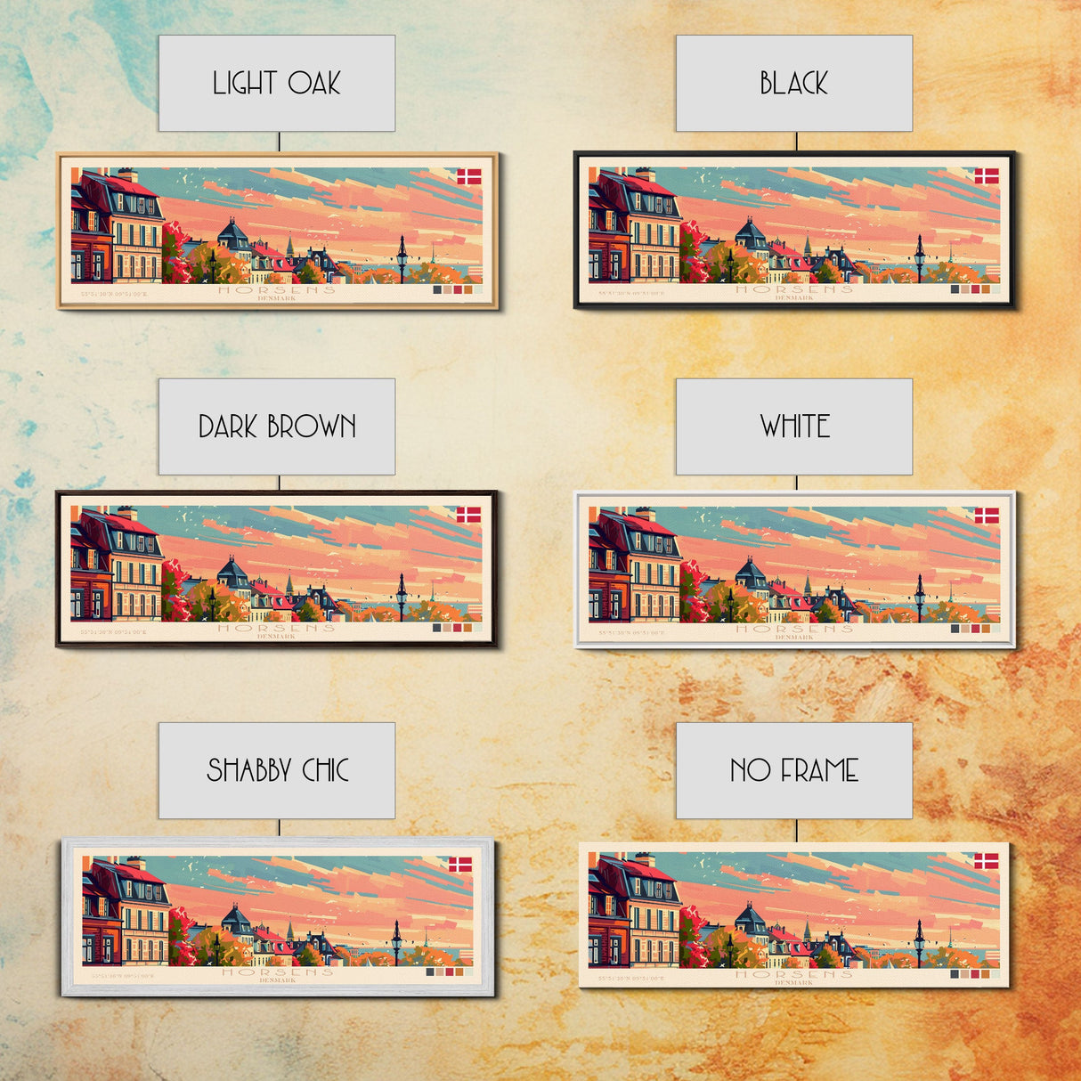 Horsens Denmark Travel Print Wall Art, Panoramic City Art, Travel Art, Wall Decor, Vacation Gift, Framed Canvas Print Or Metal Art