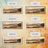 Brantley Lake New Mexico Framed Canvas Print, Lake House Art, Panoramic Wall Art, Travel Poster, Modern Lake Painting, Nature Art