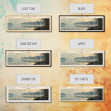 Carlyle Lake Illinois Framed Canvas Print, Lake House Decor, Panoramic Wall Art, Travel Poster, Rustic Lake Painting, Nature Art