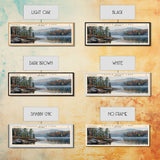 Castle Rock Lake Wisconsin Framed Canvas Print, Lake House Art, Panoramic Wall Art, Travel Poster, Modern Lake Painting, Home Decor