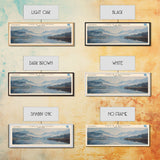 Chila Lagoon Framed Canvas Print, Panoramic Lake House Decor, Wide Wall Art, Travel Poster, Rustic Lake Painting, Home Decor