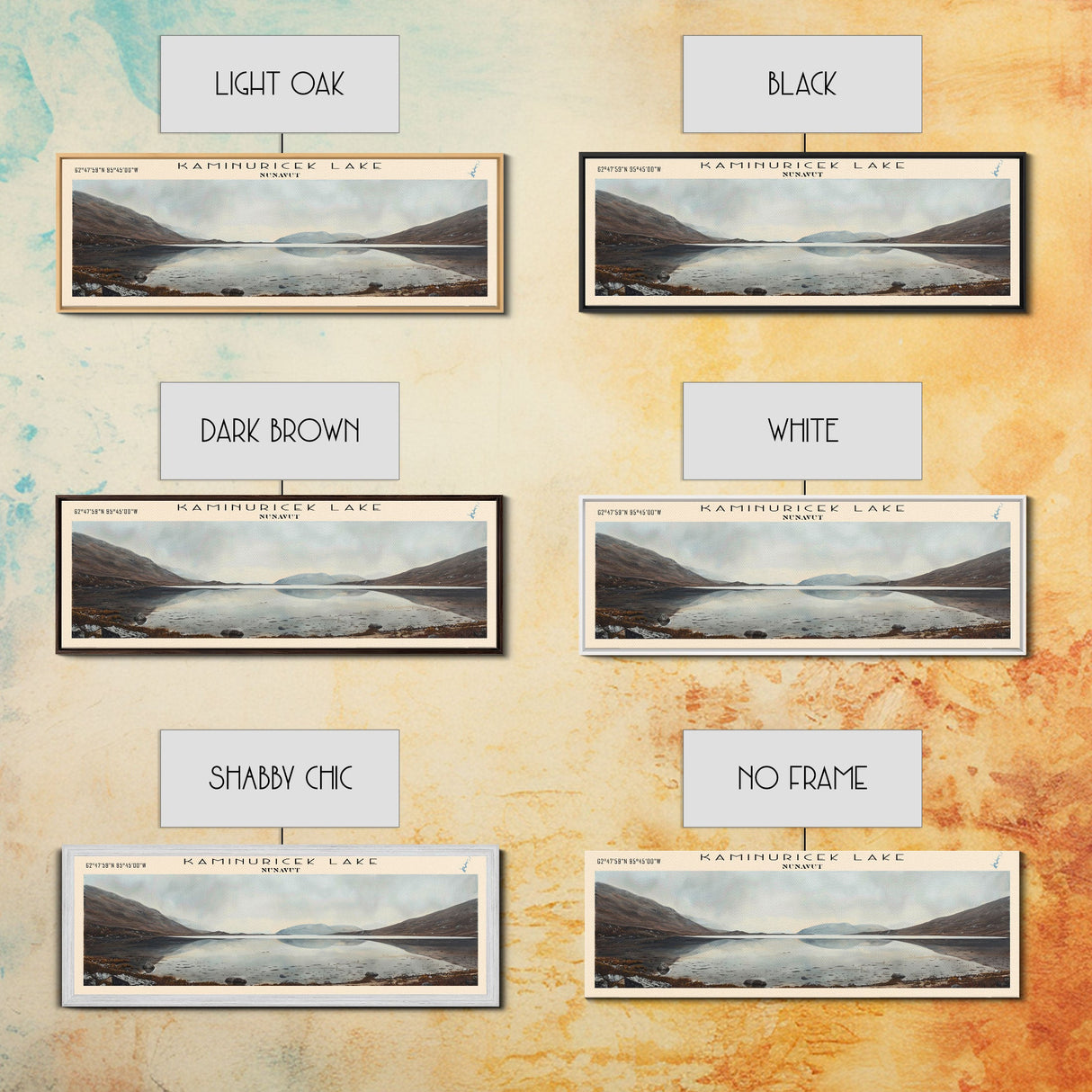 Kaminuricek Lake Qamanirjuaq Lake Framed Canvas Print, Panoramic Lake House Decor, Wall Art, Travel Poster, Serene Lake Painting, Nature Art