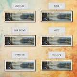 Lake Cochituate Massachusetts Framed Canvas Print, Lake House Decor, Panoramic Wall Art, Travel Poster, Beautiful Lake Painting, Nature Art