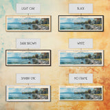 Lake George New York Framed Canvas Print, Lake House Decor, Panoramic Wall Art, Travel Poster, Stunning Landscape Painting, Home Art