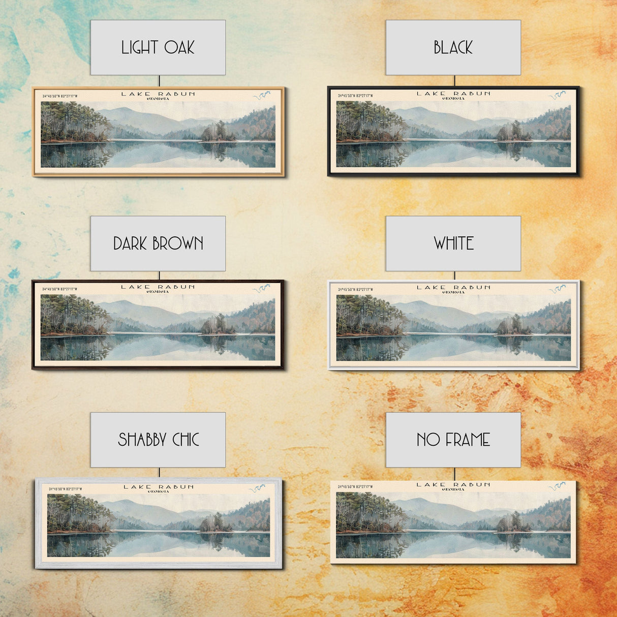 Lake Rabun Georgia Framed Canvas Print, Lake House Decor, Panoramic Wall Art, Travel Poster, Serene Landscape Painting, Living Room Decor