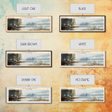 Lake Sunapee New Hampshire Framed Canvas Print, Lake House Decor, Panoramic Wall Art, Travel Poster, Scenic Landscape Painting, Living Room Decor