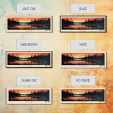 Black Lake New York Framed Canvas Print, Panoramic Wall Art, Midcentury Modern, Pop Art, Travel Poster, Scenic Living Room Art, Lake House Decor