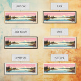 Blackwater Lake Northwest Territories Framed Canvas Print, Panoramic Wall Art, Midcentury Modern, Pop Art, Travel Poster, Scenic Living Room Art, Lake House Decor