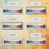 Bolton Lakes Connecticut Framed Canvas Print, Panoramic Wall Art, Midcentury Modern, Pop Art, Travel Poster, Scenic Living Room Art, Lake House Decor