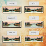 Bowman Lake Montana Framed Canvas Print, Panoramic Wall Art, Midcentury Modern, Pop Art, Travel Poster, Scenic Living Room Art, Lake House Decor