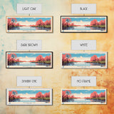 Branched Oak Lake Nebraska Framed Canvas Print, Pop Art Panoramic Travel Poster, Bedroom Decor, Midcentury Modern, Wall Art, Scenic Lake House