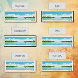 Brookville Lake Indiana Framed Canvas Print, Midcentury Modern Panoramic Wall Art, Living Room Decor, Pop Art, Travel Poster Art, Nature Painting